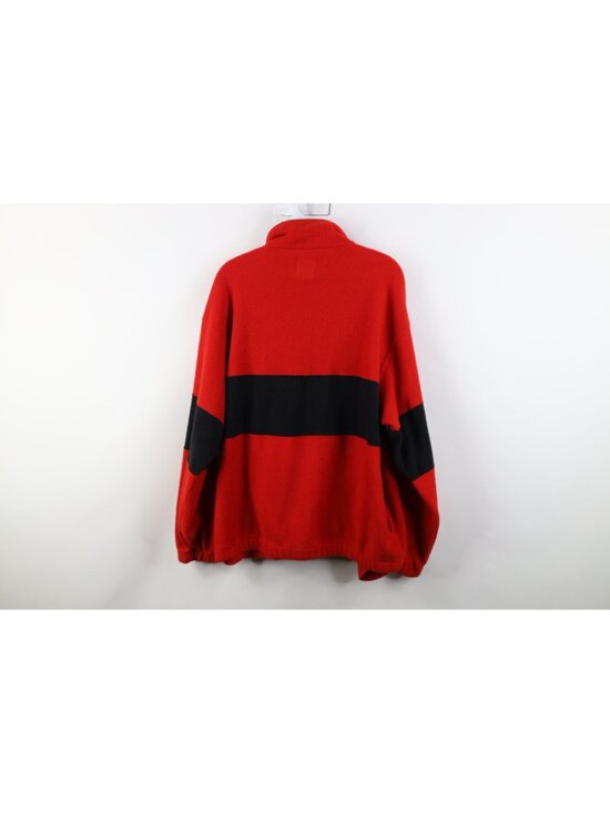 Vintage 90s Mens Large Detroit Red Wings Hockey 1/4 1/2 Zip Fleece Sweater Red - Picture 12 of 14